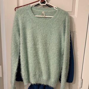 Mudd Light Mint Green Fuzzy Sweater M Medium Juniors long sleeve